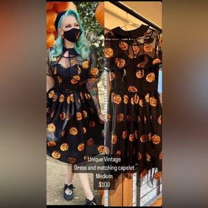 Unique Vintage Sequin Pumpkin Dress and Matching Capelet